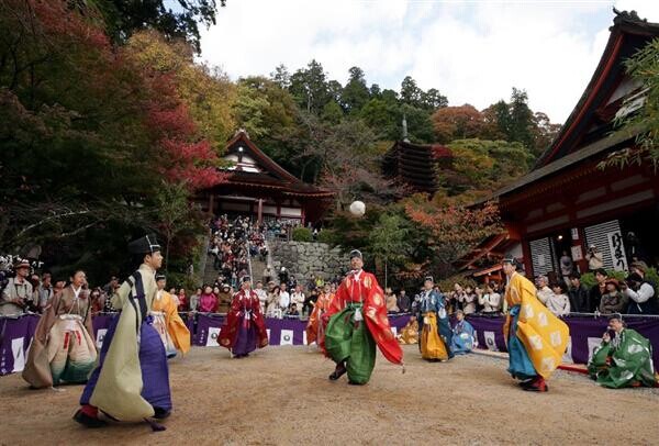 日本奈良“蹴鞠节”开幕 场面华丽传承古典文化