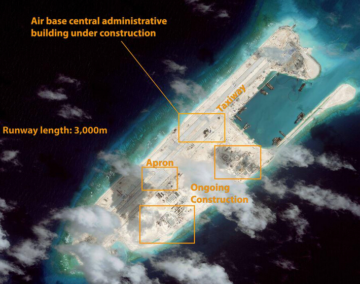 外媒：卫星图展现中国在永暑礁机场跑道名目多少乎实现