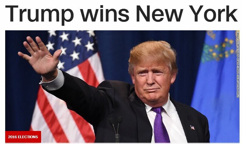 美国大选初选：特朗普在纽约州获胜
