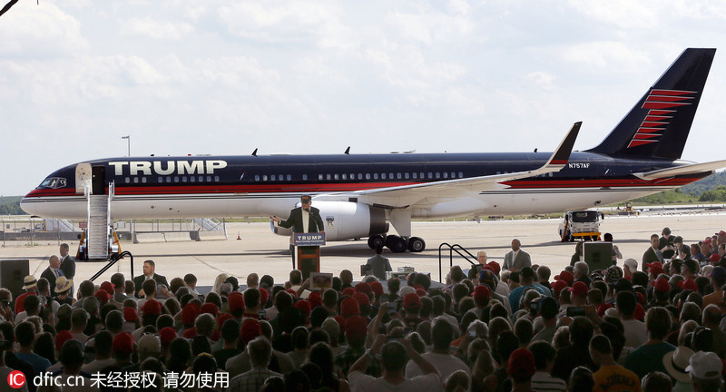 美国总统候选人特朗普私人客机竞选 成本1亿美元