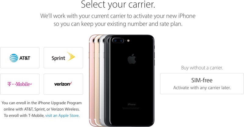 苹果在美国推出解锁版iPhone7