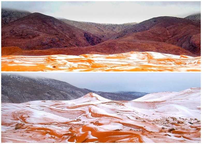 美到窒息！撒哈拉沙漠迎罕见降雪 披上“白色外衣”