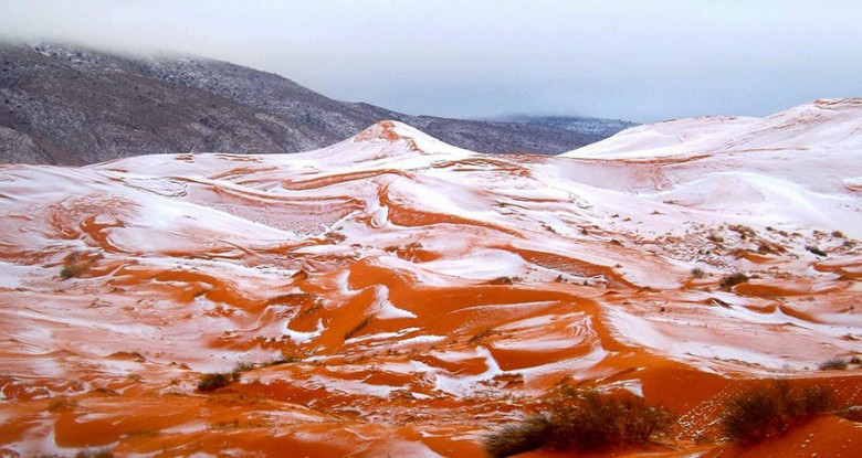 美到窒息！撒哈拉沙漠迎罕见降雪 披上“白色外衣”