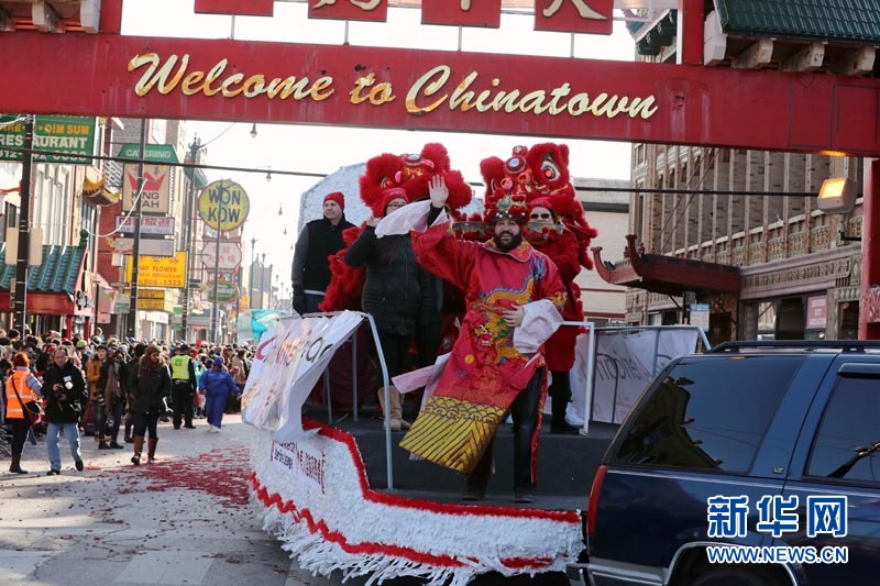 芝加哥唐人街举行中国春节游行(组图)