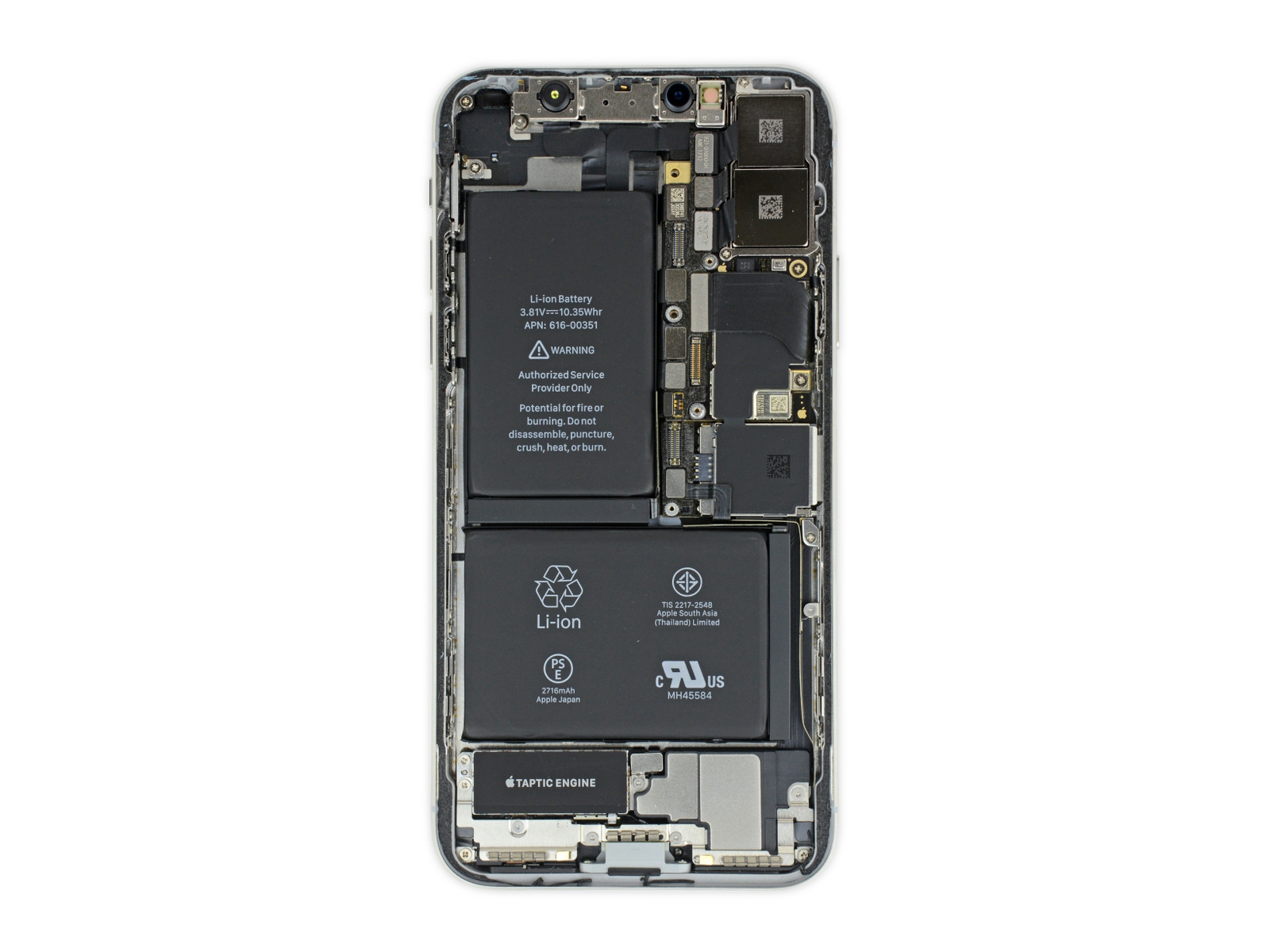 iPhone X详拆解:堆砌式主板,3GB 运存,2716毫