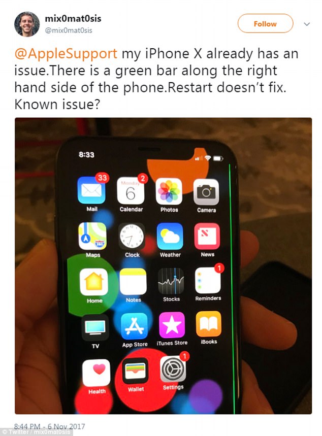 不省心!iphone x被曝屏幕出现