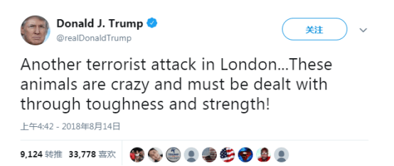 特朗普发推慰问伦敦恐袭被怼：枪击案发生时，你什么都不说不做！