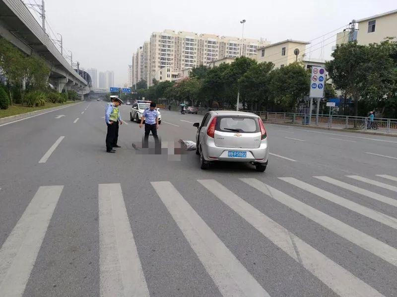 行人闯红灯,被撞致伤
