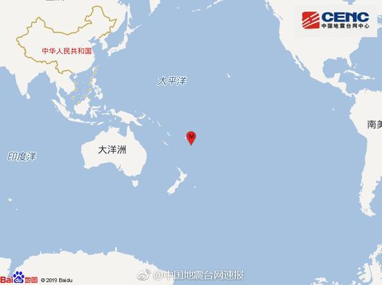 斐济群岛地区发生6.3级地震 震源深度590千米