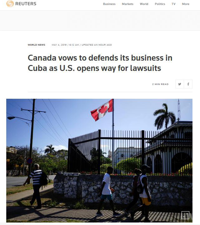 保护本国在古巴投资商，加拿大向美国放出硬话