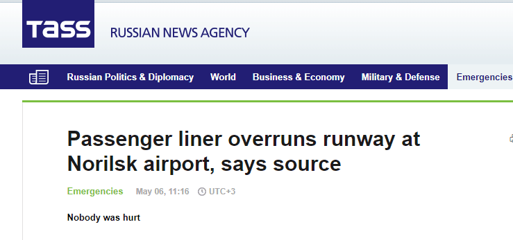 又出事！俄罗斯客机滑出跑道，疑似由恶劣天气导致
