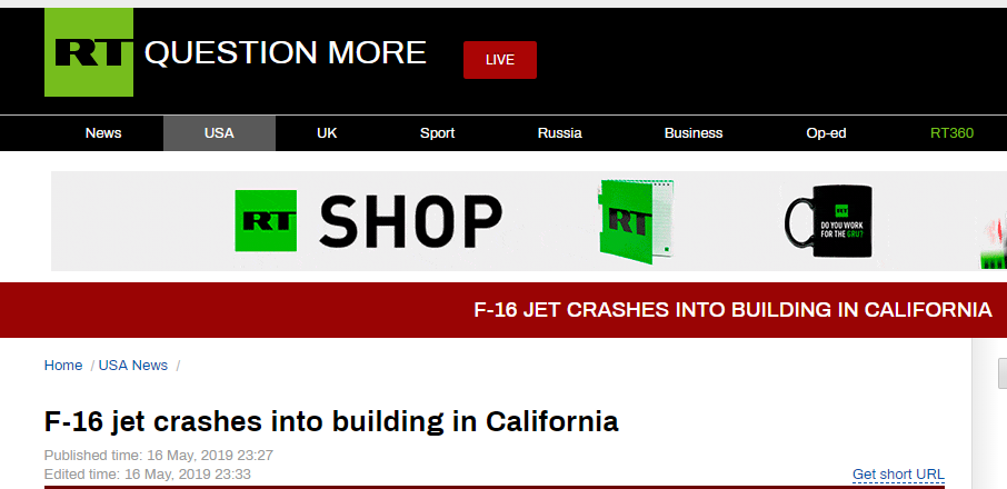 突发！美军一架F16战机在加州坠毁，冲进基地建筑物