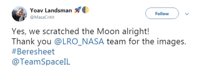 NASA公布以色列飞船登月坠毁现场图，网友：史上最贵刮蹭！