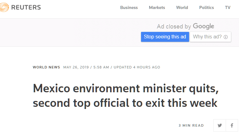 乘机出差造成民航延误引不满，墨西哥环境部长引咎辞职
