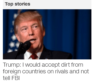 特朗普说会接受外国提供的政敌黑料，CNN：是犯罪