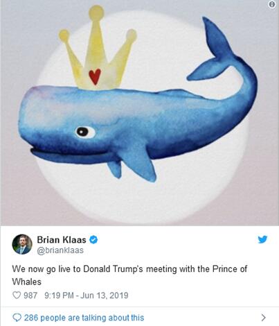 英国威尔士亲王变“鲸鱼亲王”？特朗普推特又犯错