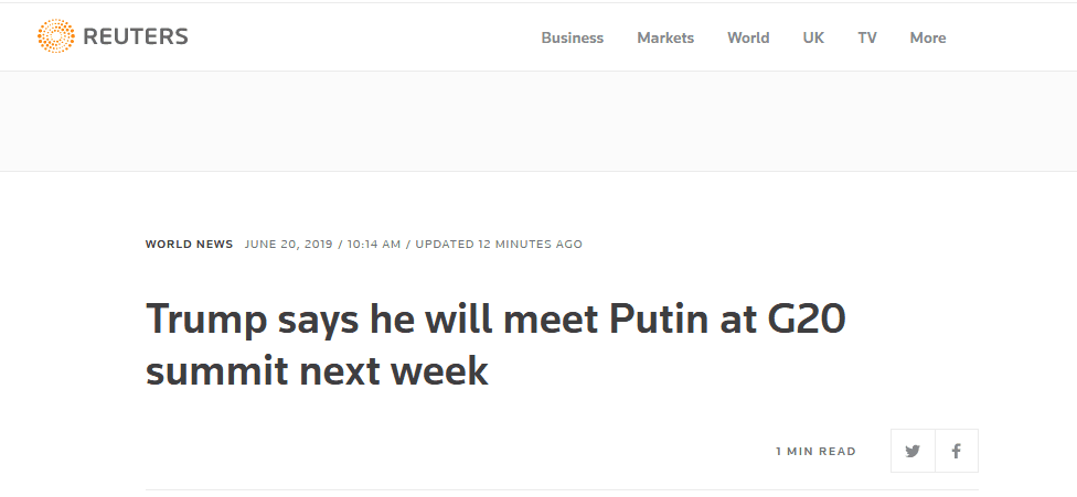 快讯！特朗普称将在G20峰会期间与普京会晤