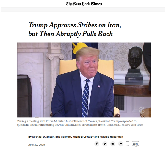 劲爆！《纽约时报》称特朗普下令打伊朗，战机已升空，随后却撤回
