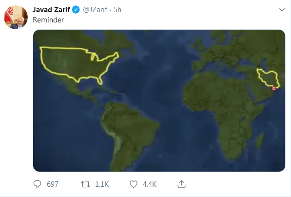 特朗普炫耀“击落伊朗无人机”，伊朗外长推特上发了张意味深