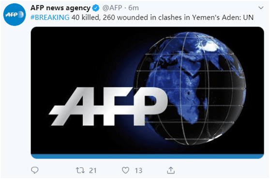 快讯！联合国消息：也门冲突已导致40死260伤，伤者包括数十平