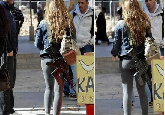 以色列美女逛街都带着枪