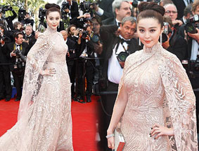 范冰冰亮相《锈与骨》首映红毯