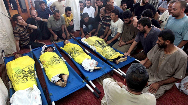 四名巴勒斯坦儿童被以色列海军炮弹袭击死亡