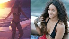 蕾哈娜比基尼海边度假秀好身材