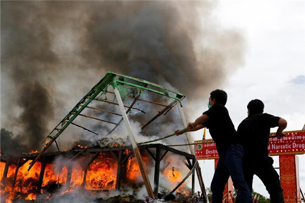 缅甸销毁5000万美元毒品迎国际禁毒日