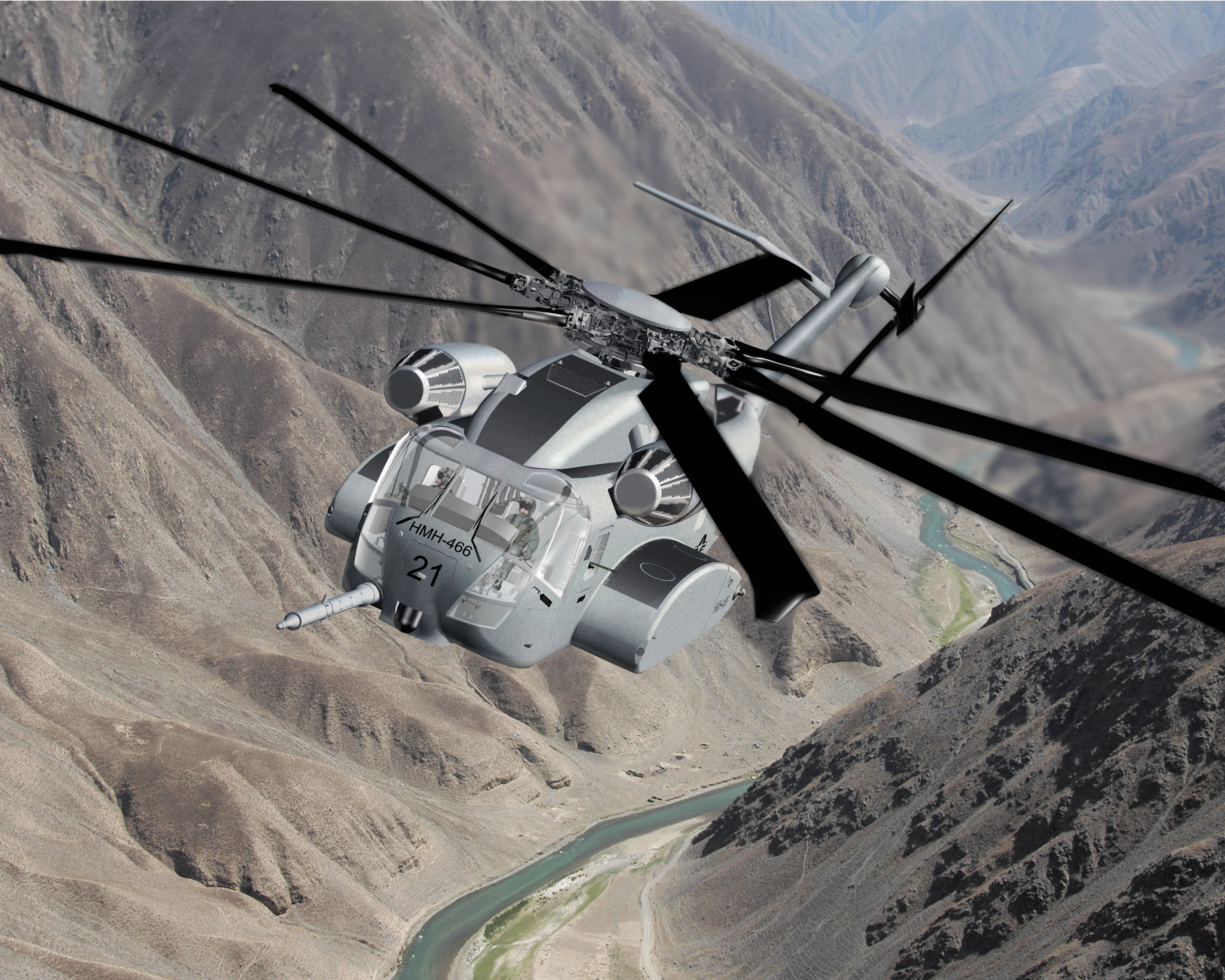 ch53e超种马是美国西科斯基所出品的军用直升机,是美军最大和最重的