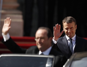 马克龙正式就任法国总统 奥朗德挥别爱丽舍宫