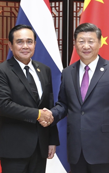 9月4日，习近平会见泰国总理巴育。 
