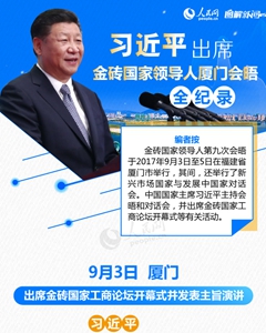 图解：习近平出席金砖国家领导人厦门会晤全纪录