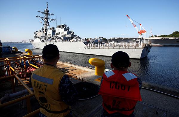 "米利厄斯"(milius)号22日抵达日本横须贺基地.视觉中国