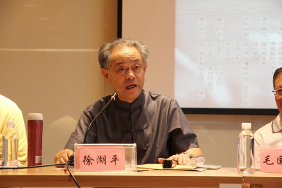 原南京博物院院长,江苏省收藏家协会会长徐湖平在研讨会上发言
